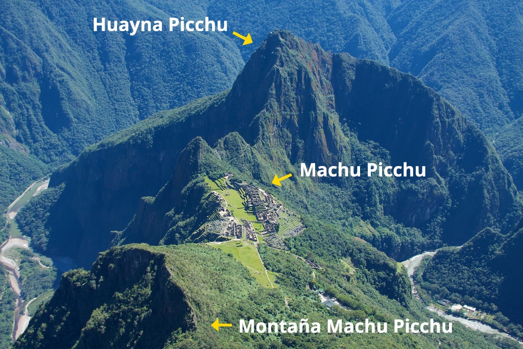 Vista de Huayna Picchu y Machu Picchu desde Montaña